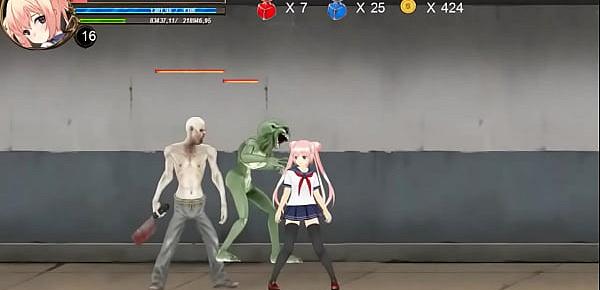  Cute teen girl 18 yo hentai having sex with men , aliens and monsters man in Fighting Girl Mei action hentai ryona gameplay with internal penetration sex view